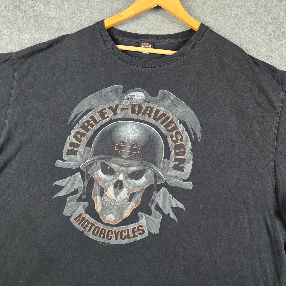Harley Davidson T Shirt Mens 3XL Black Skull Eagle Military Baghdad Iraq Biker